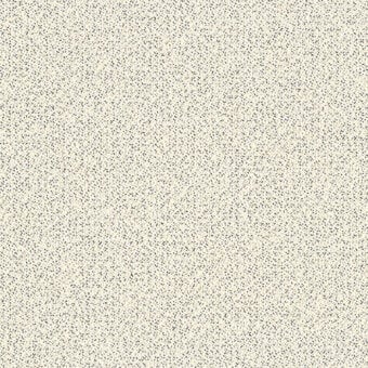 Woven fabric texture, off-white and gray, dense grainy pattern with subtle speckling, matte finish, repeating motif, material designation text.